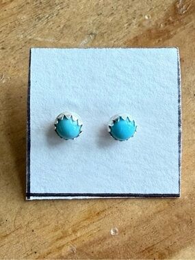 Sterling Silver Turquoise Blue Stud Earrings | Petite Southwestern
